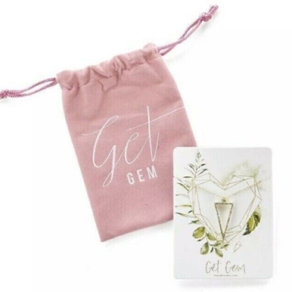 GET GEM PAVE TRIANGLE NECKLACE & Velvet Pouch
